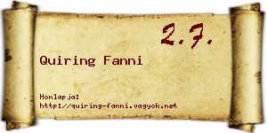 Quiring Fanni névjegykártya